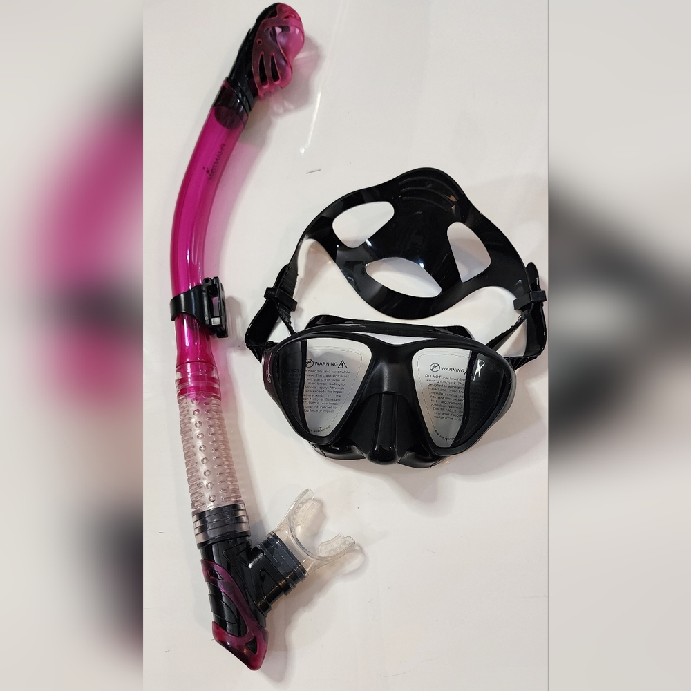 Professional Black and Fushsia Snorkel Set